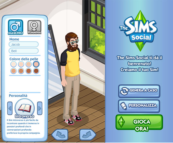 Creazione dell'Avatar in The Sims Social