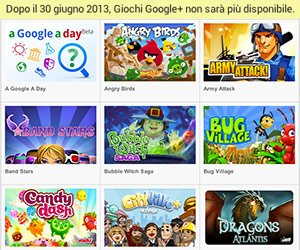 I Giochi Google+ chiudono.