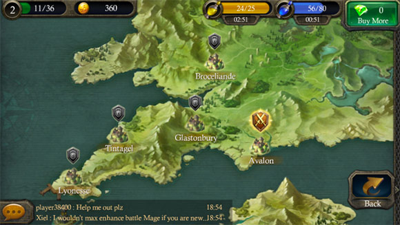Eroi di Camelot: La mappa di gioco.